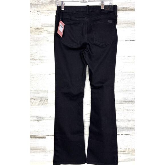 7 For All Mankind Women’s 6 Black Slim Zip Bootcut Button Hem Denim Jeans NEW - Picture 2 of 5
